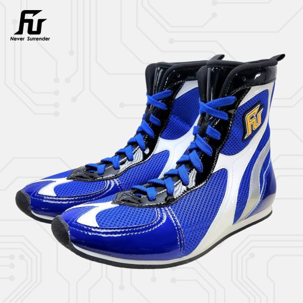 【TMMA】FUEGO SUPER ESTRELLA 系列 中高筒 輕量 合成皮 拳擊鞋- 藍/白/銀－FUE BOS #拳擊鞋 #格鬥裝備 #TMMA #台北格鬥運動館 #格鬥用品 #拳擊 #拳擊有氧 #踢拳 #踢拳擊 #泰拳 #散打 #MMA #格鬥 #比賽拳擊鞋 #入門拳擊鞋 #初階拳擊鞋 #FUEGO