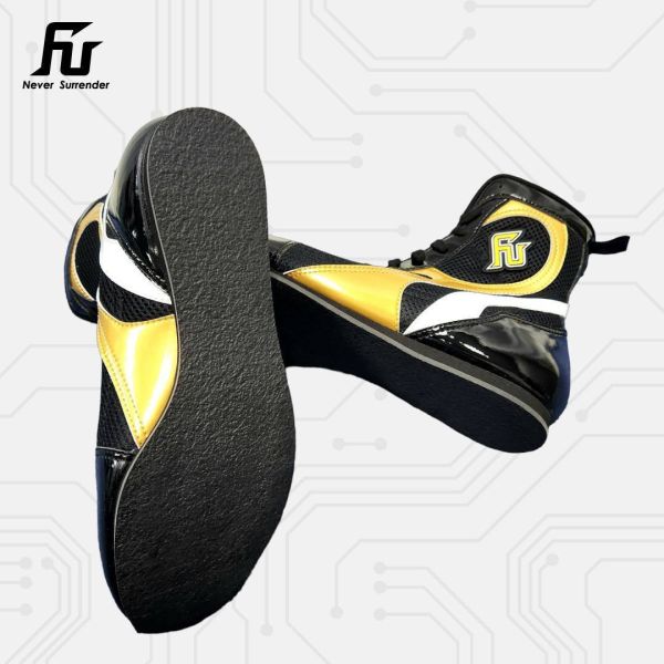 【TMMA】FUEGO SUPER ESTRELLA 系列 中高筒 輕量 合成皮 拳擊鞋- 黑/金/白－FUE BOS #拳擊鞋 #格鬥裝備 #TMMA #台北格鬥運動館 #格鬥用品 #拳擊 #拳擊有氧 #踢拳 #踢拳擊 #泰拳 #散打 #MMA #格鬥 #比賽拳擊鞋 #入門拳擊鞋 #初階拳擊鞋 #FUEGO