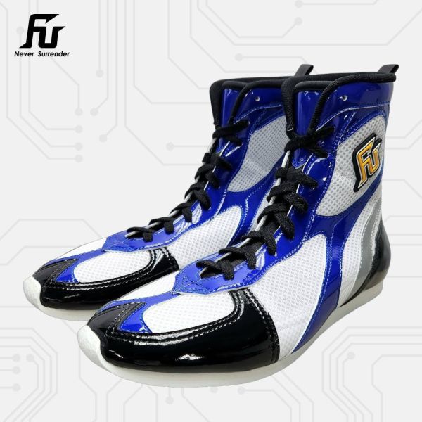 【TMMA】FUEGO SUPER ESTRELLA 系列 中高筒 輕量 合成皮 拳擊鞋- 白/藍/黑－FUE BOS #拳擊鞋 #格鬥裝備 #TMMA #台北格鬥運動館 #格鬥用品 #拳擊 #拳擊有氧 #踢拳 #踢拳擊 #泰拳 #散打 #MMA #格鬥 #比賽拳擊鞋 #入門拳擊鞋 #初階拳擊鞋 #FUEGO