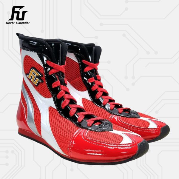 【TMMA】FUEGO SUPER ESTRELLA 系列 中高筒 輕量 合成皮 拳擊鞋- 紅/白/銀－FUE BOS #拳擊鞋 #格鬥裝備 #TMMA #台北格鬥運動館 #格鬥用品 #拳擊 #拳擊有氧 #踢拳 #踢拳擊 #泰拳 #散打 #MMA #格鬥 #比賽拳擊鞋 #入門拳擊鞋 #初階拳擊鞋 #FUEGO