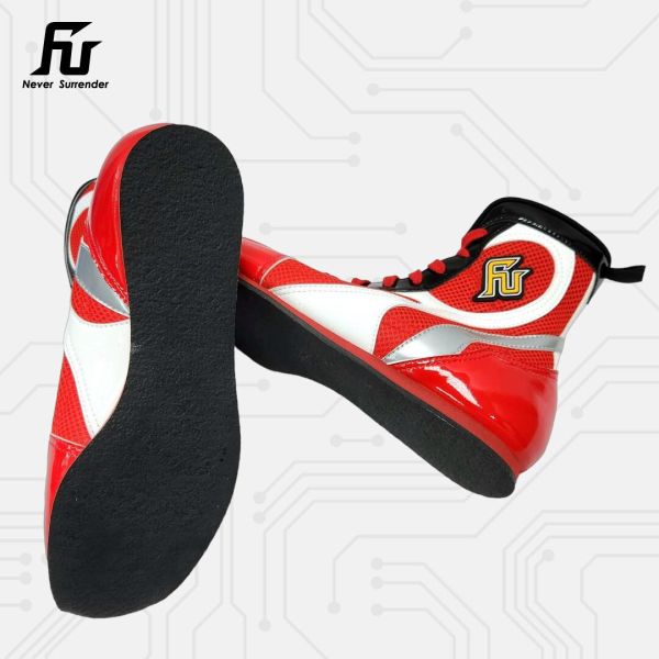【TMMA】FUEGO SUPER ESTRELLA 系列 中高筒 輕量 合成皮 拳擊鞋- 紅/白/銀－FUE BOS #拳擊鞋 #格鬥裝備 #TMMA #台北格鬥運動館 #格鬥用品 #拳擊 #拳擊有氧 #踢拳 #踢拳擊 #泰拳 #散打 #MMA #格鬥 #比賽拳擊鞋 #入門拳擊鞋 #初階拳擊鞋 #FUEGO