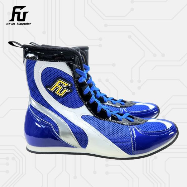 【TMMA】FUEGO SUPER ESTRELLA 系列 中高筒 輕量 合成皮 拳擊鞋- 藍/白/銀－FUE BOS #拳擊鞋 #格鬥裝備 #TMMA #台北格鬥運動館 #格鬥用品 #拳擊 #拳擊有氧 #踢拳 #踢拳擊 #泰拳 #散打 #MMA #格鬥 #比賽拳擊鞋 #入門拳擊鞋 #初階拳擊鞋 #FUEGO