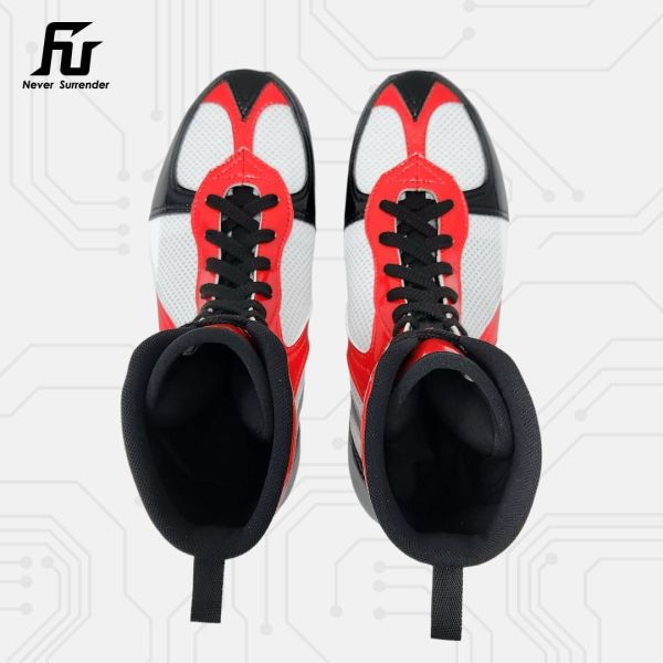 【TMMA】FUEGO SUPER ESTRELLA 系列 中高筒 輕量 合成皮 拳擊鞋- 白/紅/黑－FUE BOS #拳擊鞋 #格鬥裝備 #TMMA #台北格鬥運動館 #格鬥用品 #拳擊 #拳擊有氧 #踢拳 #踢拳擊 #泰拳 #散打 #MMA #格鬥 #比賽拳擊鞋 #入門拳擊鞋 #初階拳擊鞋 #FUEGO