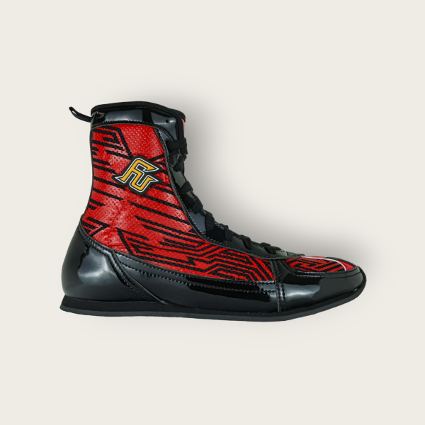 【TMMA】FUEGO FUTURO MODEL 系列 中高筒 輕量 合成皮 拳擊鞋-紅/黑/黑－FUE BOS #拳擊鞋 #格鬥裝備 #TMMA #台北格鬥運動館 #格鬥用品 #拳擊 #拳擊有氧 #踢拳 #踢拳擊 #泰拳 #散打 #MMA #格鬥 #比賽拳擊鞋 #入門拳擊鞋 #初階拳擊鞋 #FUEGO