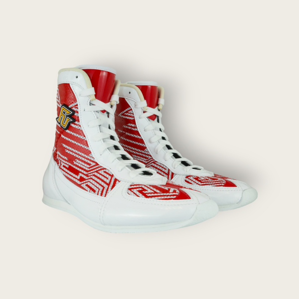 【TMMA】FUEGO FUTURO MODEL 系列 中高筒 輕量 合成皮 拳擊鞋-紅/白/白－FUE BOS #拳擊鞋 #格鬥裝備 #TMMA #台北格鬥運動館 #格鬥用品 #拳擊 #拳擊有氧 #踢拳 #踢拳擊 #泰拳 #散打 #MMA #格鬥 #比賽拳擊鞋 #入門拳擊鞋 #初階拳擊鞋 #FUEGO