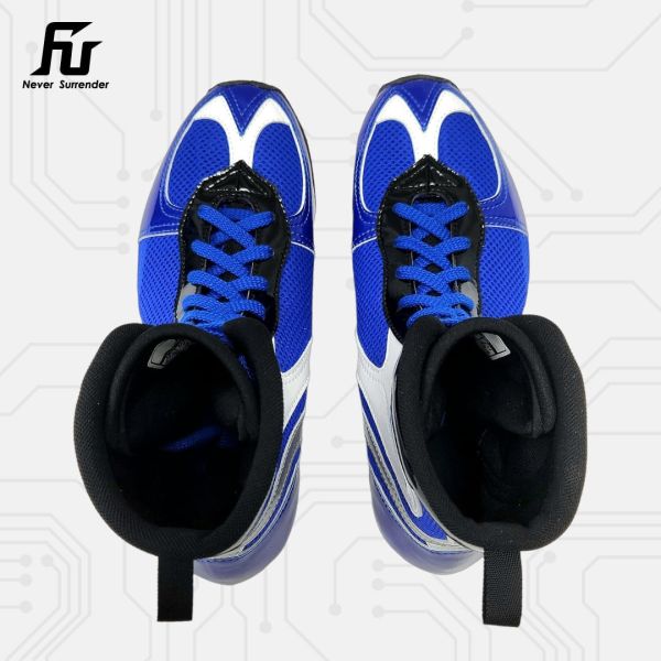 【TMMA】FUEGO SUPER ESTRELLA 系列 中高筒 輕量 合成皮 拳擊鞋- 藍/白/銀－FUE BOS #拳擊鞋 #格鬥裝備 #TMMA #台北格鬥運動館 #格鬥用品 #拳擊 #拳擊有氧 #踢拳 #踢拳擊 #泰拳 #散打 #MMA #格鬥 #比賽拳擊鞋 #入門拳擊鞋 #初階拳擊鞋 #FUEGO