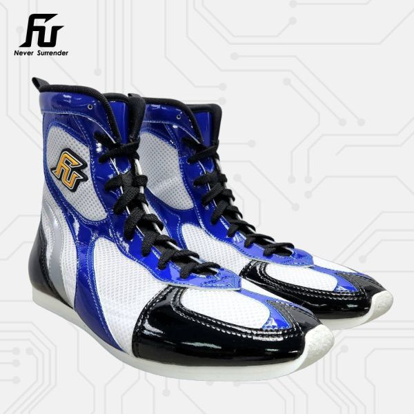 【TMMA】FUEGO SUPER ESTRELLA 系列 中高筒 輕量 合成皮 拳擊鞋- 白/藍/黑－FUE BOS #拳擊鞋 #格鬥裝備 #TMMA #台北格鬥運動館 #格鬥用品 #拳擊 #拳擊有氧 #踢拳 #踢拳擊 #泰拳 #散打 #MMA #格鬥 #比賽拳擊鞋 #入門拳擊鞋 #初階拳擊鞋 #FUEGO