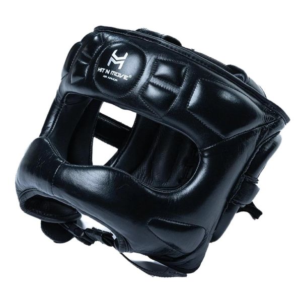 【TMMA】HIT N MOVE Face Saver 真皮 拳擊 泰拳 MMA 護弓型 頭盔-黑-HG-BRN-B 