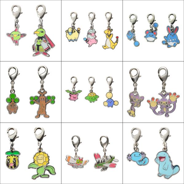 全國圖鑑 天然雀 電龍 瑪力露 毽子草 向日花怪 烏波 沼王 金屬吊飾 寶可夢中心限定 