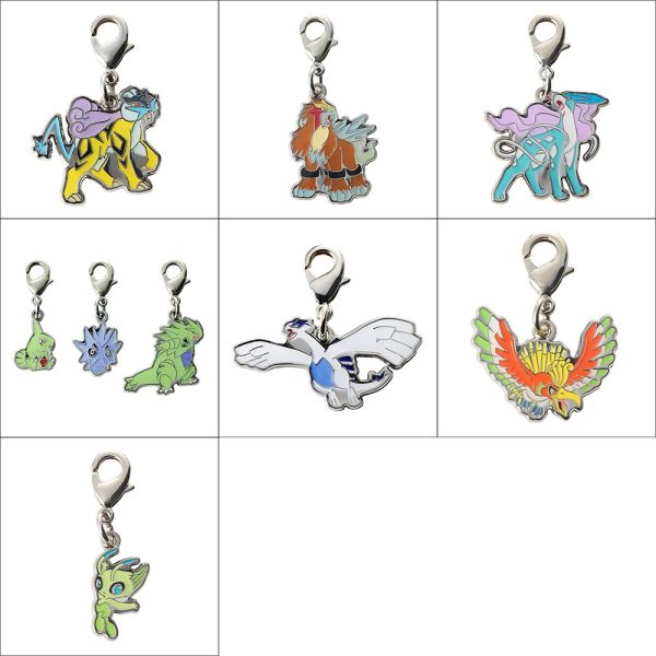 全國圖鑑 雷公 炎帝 水君 幼基拉斯 班基拉斯 洛奇亞 鳳王 時拉比 金屬吊飾 寶可夢中心限定 