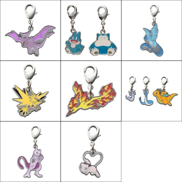 全國圖鑑 卡比獸 急凍鳥 閃電鳥 火焰鳥 快龍 超夢 夢幻 金屬吊飾 寶可夢中心限定 