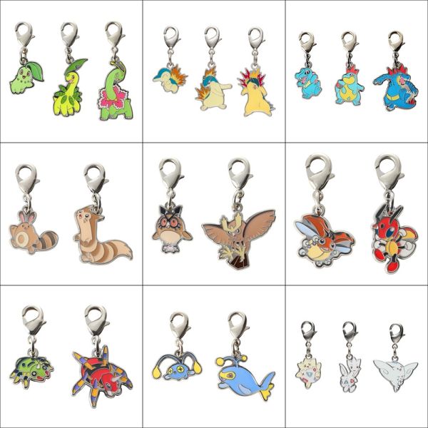 全國圖鑑 菊草葉 火球鼠 小鋸鱷 尾立 貓頭夜鷹 波克比 金屬吊飾 寶可夢中心限定 