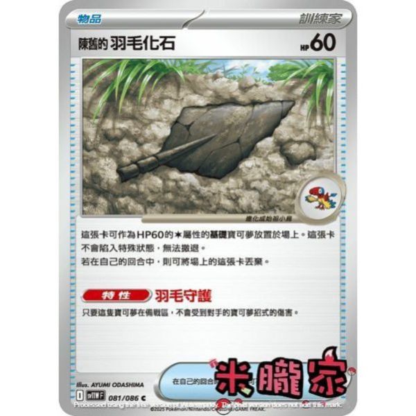 單卡販售(物品) 陳舊的羽毛化石 SV11W 081/086 C 寶可夢中文卡牌 