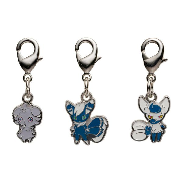 全國圖鑑 Gen6 頑皮熊貓 妙喵 堅盾劍怪 烏賊王 毒藻龍 金屬吊飾 寶可夢中心限定 