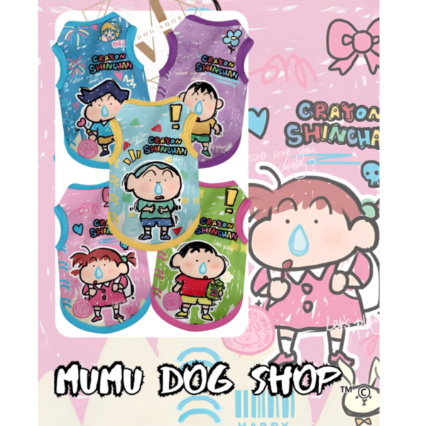 NASA小新插畫一款 蠟筆小新寵物背心, 蠟筆小新狗衣, 尼克茱蒂貓衣, 卡通寵物衣服, 狗狗背心, 貓咪背心, 寵物服飾, 夏季寵物衣, 小型犬衣服, 可愛寵物裝