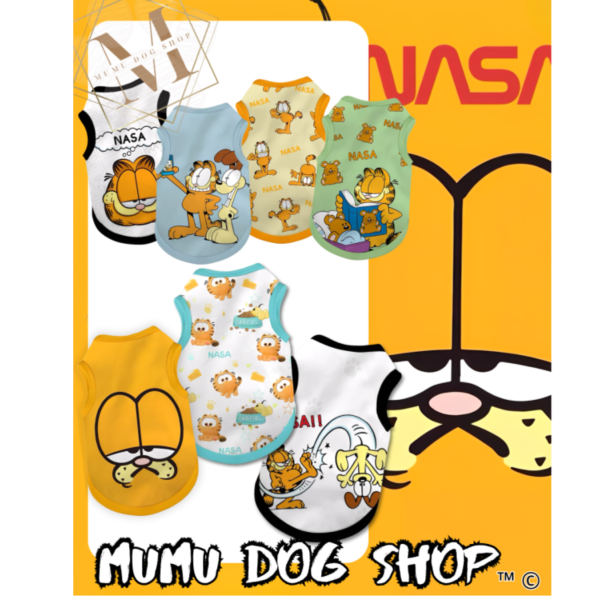 NASA加菲貓三款 尼克茱蒂寵物背心, 尼克茱蒂狗衣, 尼克茱蒂貓衣, 卡通寵物衣服, 狗狗背心, 貓咪背心, 寵物服飾, 夏季寵物衣, 小型犬衣服, 可愛寵物裝