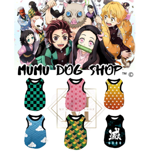 鬼滅 人物二款 尼克茱蒂寵物背心, 尼克茱蒂狗衣, 尼克茱蒂貓衣, 卡通寵物衣服, 狗狗背心, 貓咪背心, 寵物服飾, 夏季寵物衣, 小型犬衣服, 可愛寵物裝