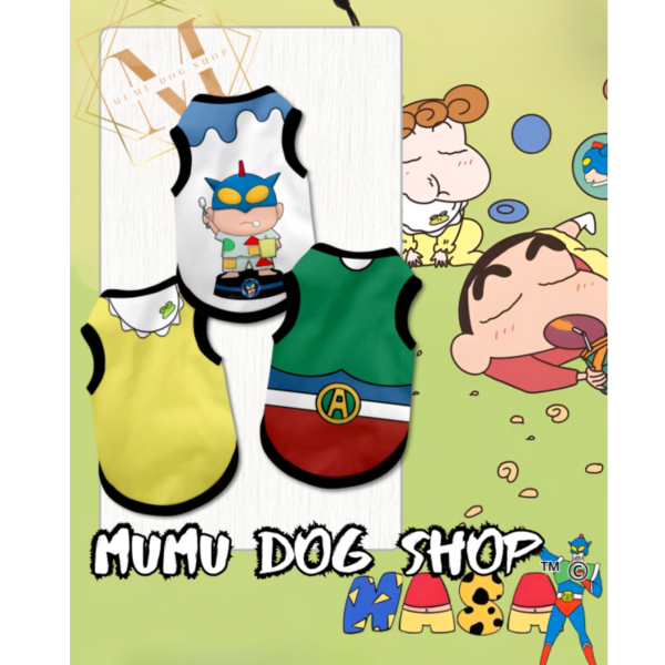 NASA動感超人款 蠟筆小新寵物背心, 蠟筆小新狗衣, 尼克茱蒂貓衣, 卡通寵物衣服, 狗狗背心, 貓咪背心, 寵物服飾, 夏季寵物衣, 小型犬衣服, 可愛寵物裝