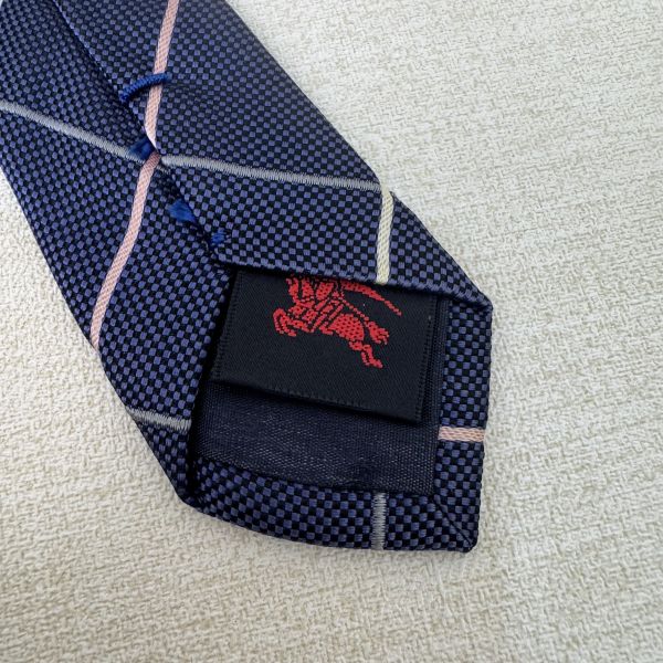 Burberry 藍格紋 領帶 領結 絲綢（中古） 
