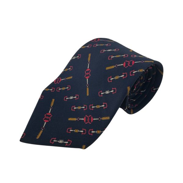 CELINE 藍 多圖 領帶 領結 絲綢（中古） 