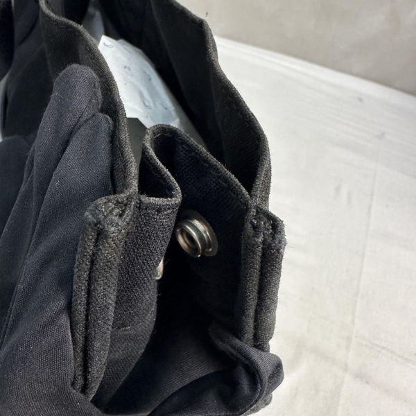 Hermès 黑色帆布拼皮革手提包 