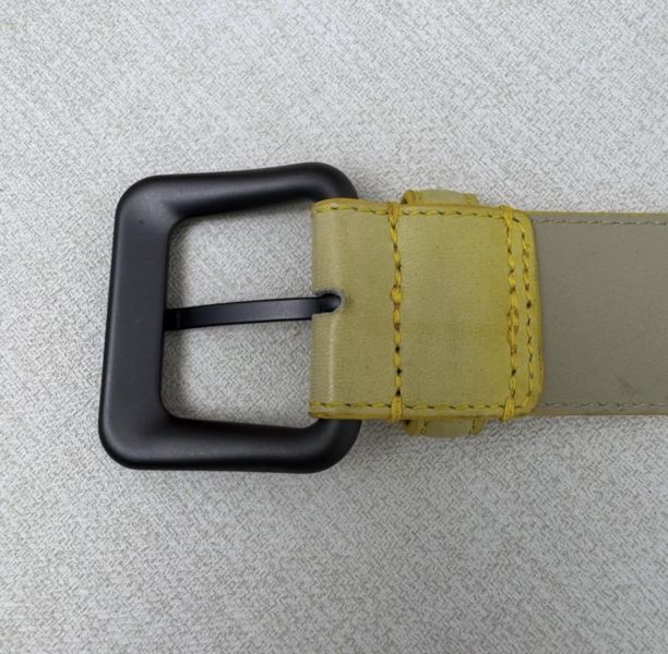 Bottega Venetia 黃 編織銀頭 皮帶 腰帶 