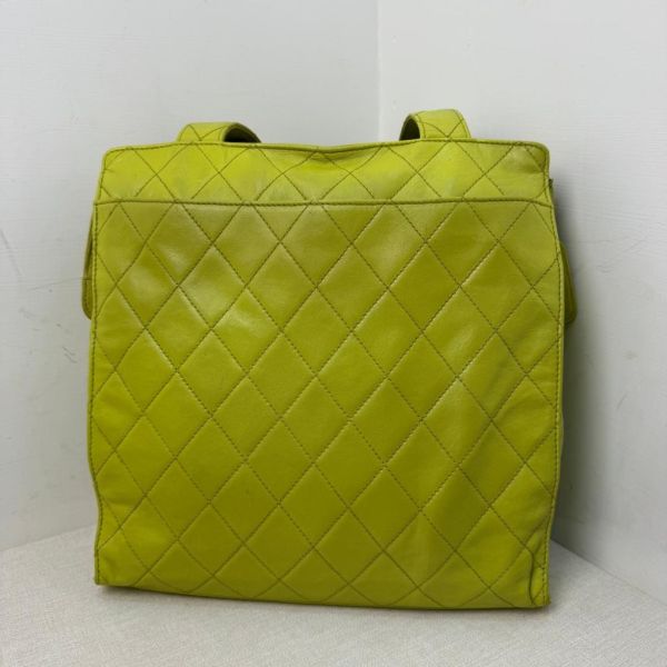 CHANEL Vintage 菱格紋檸檬綠肩背包 