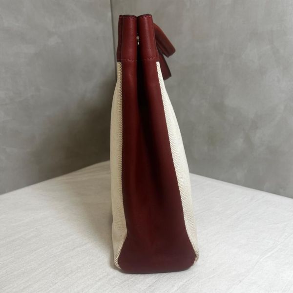 Hermès 皮革帆布手提包 
