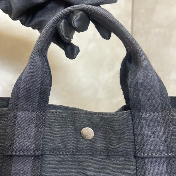 Hermès 黑色帆布皮革包 