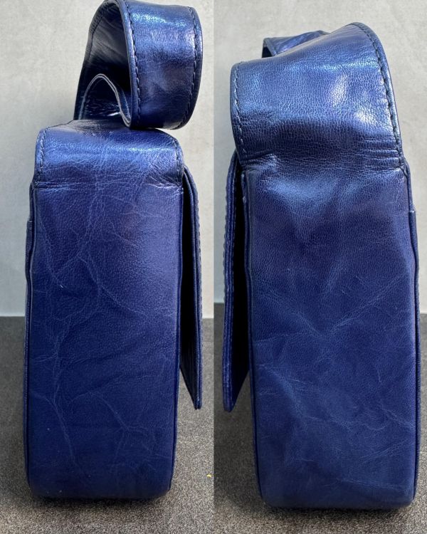 Loewe (羅威) Vintage 電光藍牛皮金扣肩背包* 