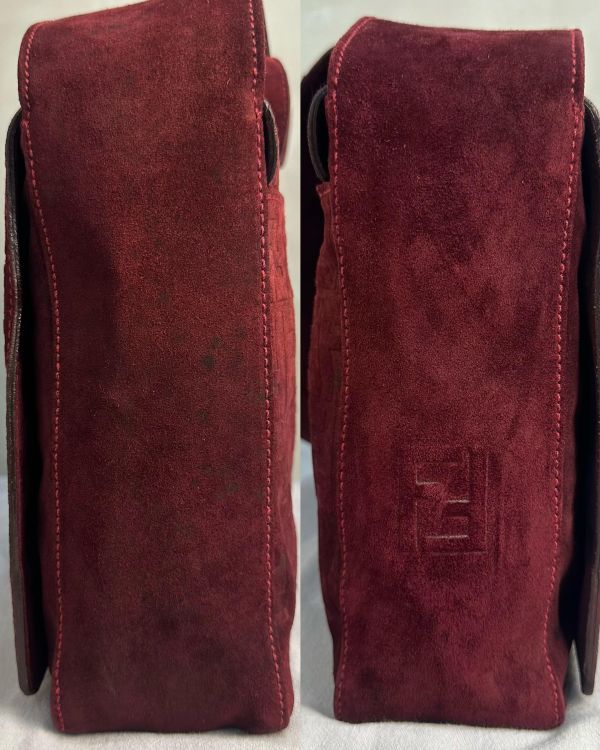 Fendi Zucca 深紅斜肩包 