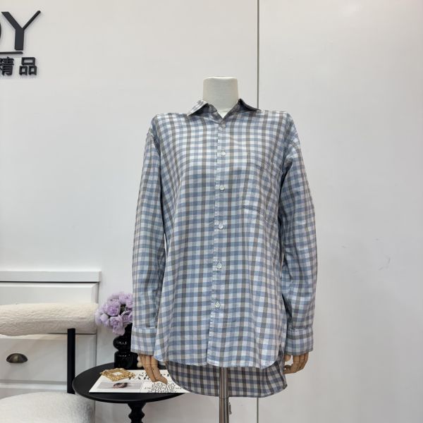 Dior 藍灰格紋襯衫 