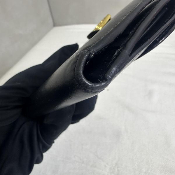 GUCCI 中古 黑色金扣G LOGO 短夾 