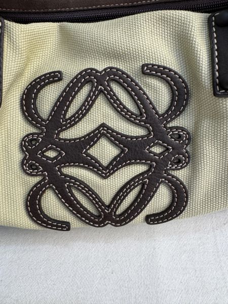 LOEWE Anagram 帆布皮革拼接波士頓包/手提包 