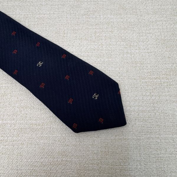 Chanel 藍 滿版小雙C logo 領帶（中古） 