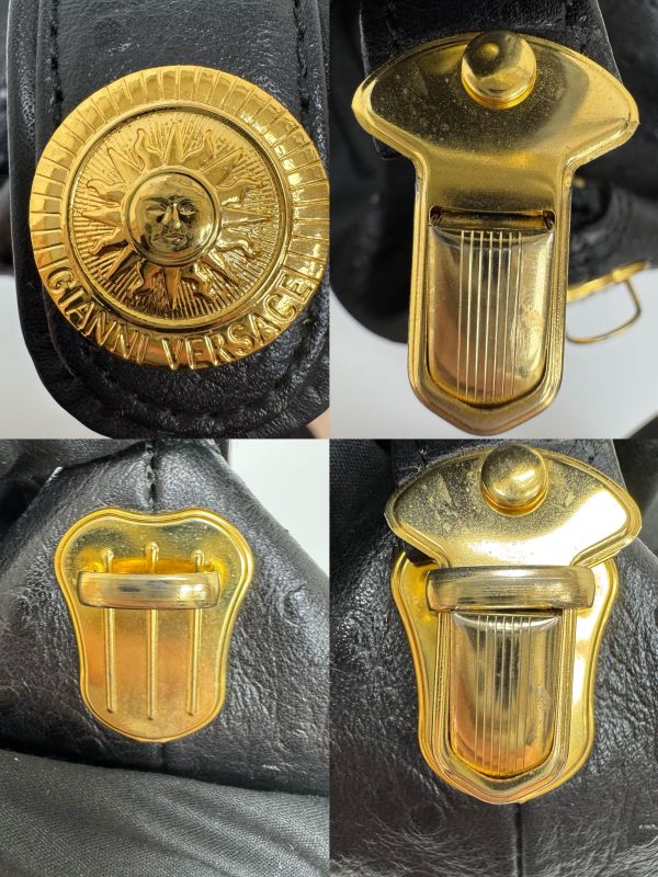 Versace 黑金鴕鳥紋手提包​​ 