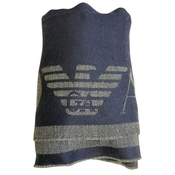 Emporio Armani 亞曼尼 提花老鷹標誌羊毛混紡圍巾 