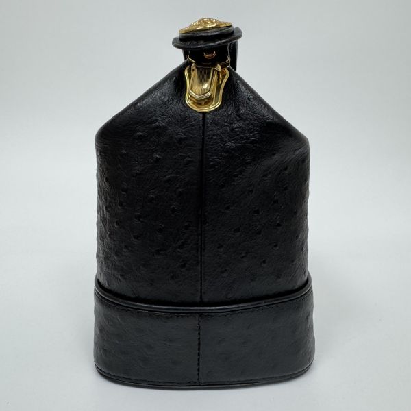 Versace 黑金鴕鳥紋手提包​​ 