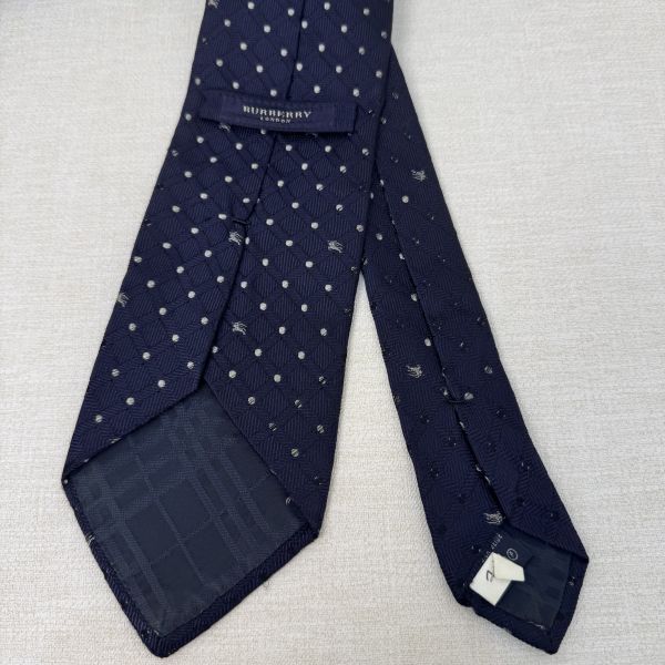 Burberry 藍 點點小logo 領帶 領結 絲綢（中古） 