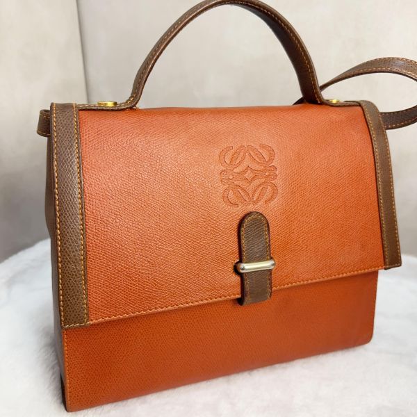Loewe復古拼色兩用手提 肩背包 