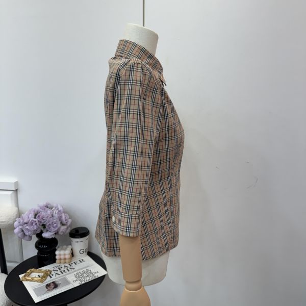 Burberry 七分袖格紋襯衫 