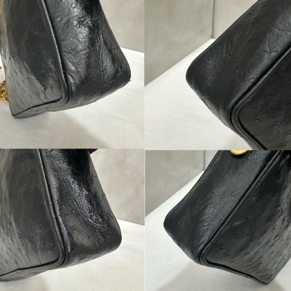 Fendi復古黑色鴕鳥皮相機包 