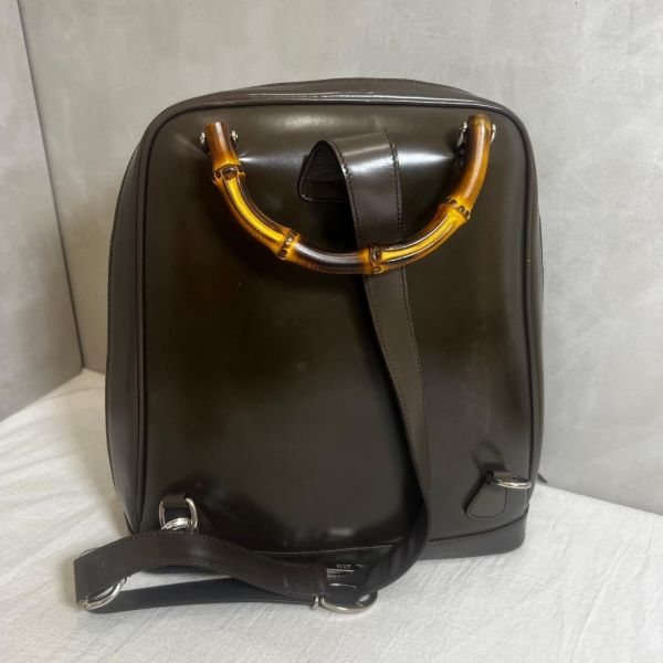 Gucci 竹節帆布單帶後背包 