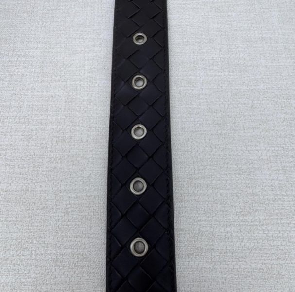Bottega Venetia 深咖 銀頭編織 皮帶 腰帶 