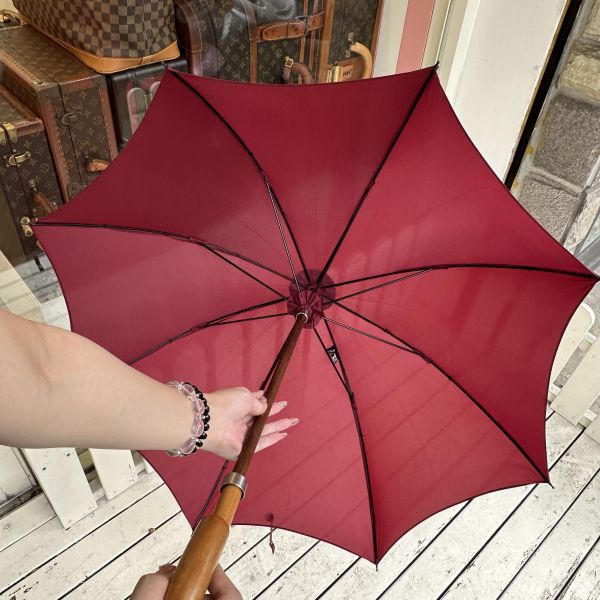 Hermès 愛馬仕 酒紅色長傘 