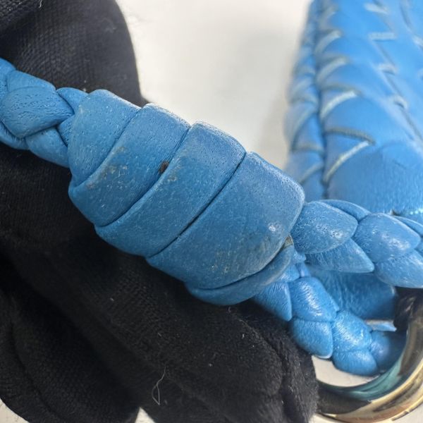 Bottega Veneta 中古藍色小編織多功能手機包 