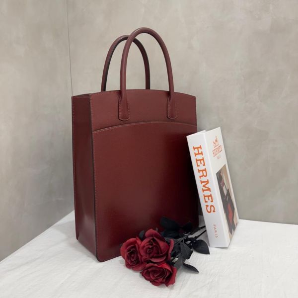 Hermès whitebus 酒紅手提托特包 