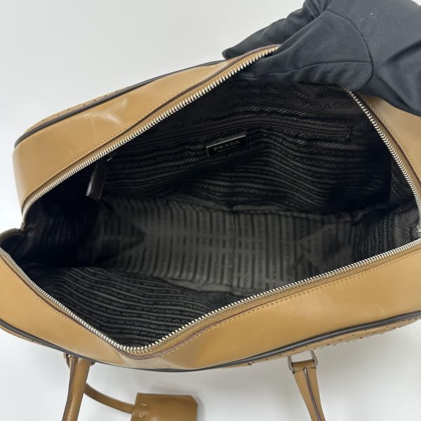 Prada 普拉達 棕色皮革保齡球包 