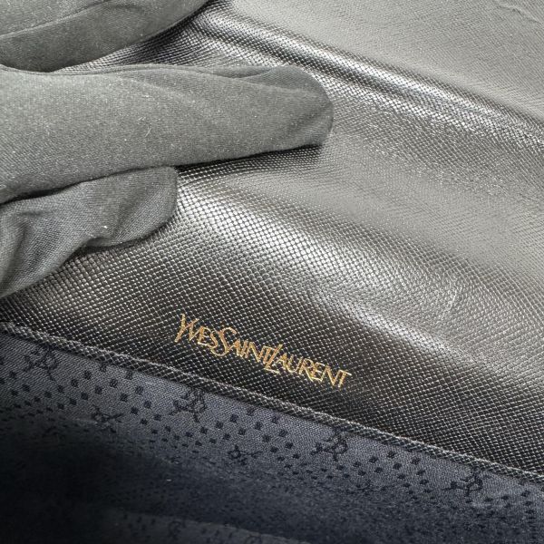 YSL 黑色鱷魚皮 斜挎包 