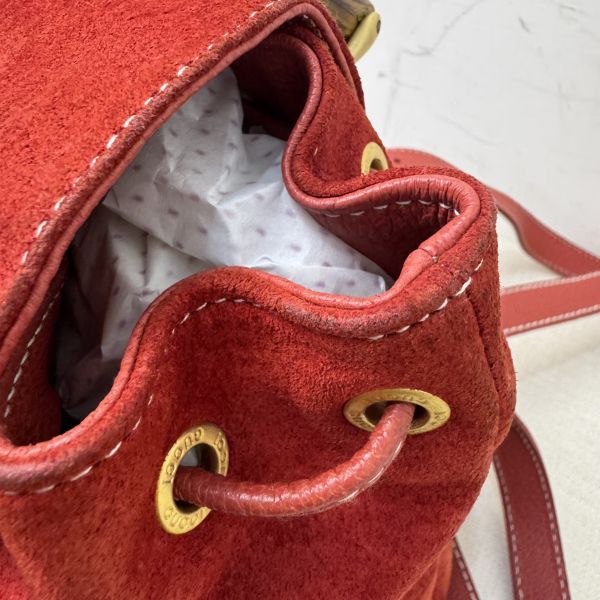 Gucci 竹子絨面紅後背包 